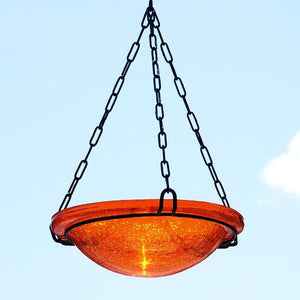 Mandarin Crackle Glass Birdbath Bowl Birdbath Bowl