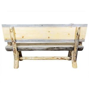 Montana Woodworks Montana Half Log Bench with Back & Arms Garden Benches 4ft