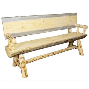 Montana Woodworks Montana Half Log Bench with Back & Arms Garden Benches 4ft