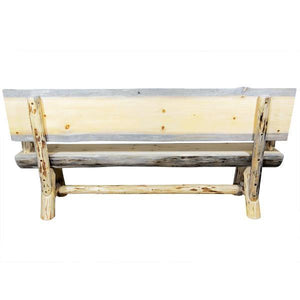 Montana Woodworks Montana Half Log Bench with Back & Arms Garden Benches 4ft