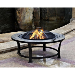 Outdoor Slate Top Wood Burning Fire Pit Fire Pits