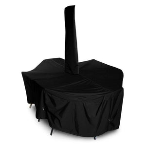 Oval/Rectangle Dining Set Cover w/Umbrella Hole Cover Black / 108" L x 82" W x 28" H