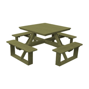 Pressure Treated Pine Square Walk-In Table Picnic Table Linden Leaf Stain / Without Umbrella Hole