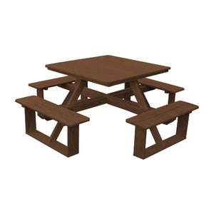 Pressure Treated Pine Square Walk-In Table Picnic Table Mushroom Stain / Without Umbrella Hole