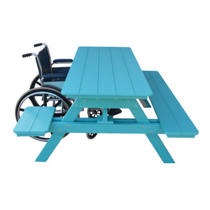 Recycled Plastic ADA Compliant 6' Table w/Attached Benches Table