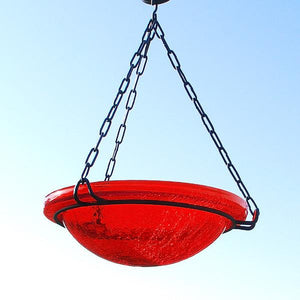 Red Crackle Glass Birdbath Bowl Birdbath Bowl