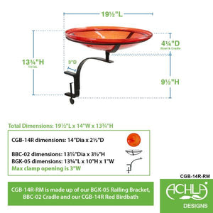 Red Crackle Glass Birdbath Bowl Birdbath Bowl
