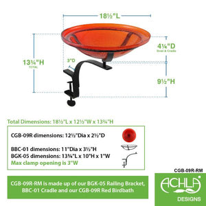 Red Crackle Glass Birdbath Bowl Birdbath Bowl