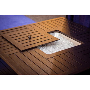 Square Slatted Extruded Aluminum Fire Pit In Bronze Fire Pits