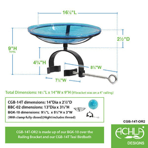Teal Crackle Glass Birdbath Bowl Birdbath Bowl