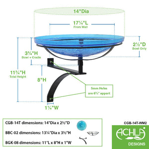 Teal Crackle Glass Birdbath Bowl Birdbath Bowl
