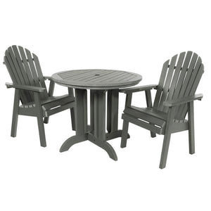 The Sequoia Professional Commercial Grade 3 Pc Muskoka Adirondack Bistro Dining Set with 36” Table Dining Set Coastal Teak