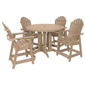 The Sequoia Professional Commercial Grade 5 Pc Muskoka Adirondack Dining Set in Counter Height with 48” Table Dining Set