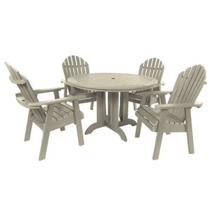 The Sequoia Professional Commercial Grade 5 Pc Muskoka Adirondack Dining Set with 48” Table