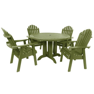 The Sequoia Professional Commercial Grade 5 Pc Muskoka Adirondack Dining Set with 48” Table