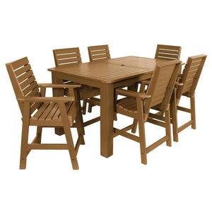 Weatherly 7pc Rectangular Counter Height Outdoor Dining Table and Chair Set Dining Set 72" x 42" / Toffee