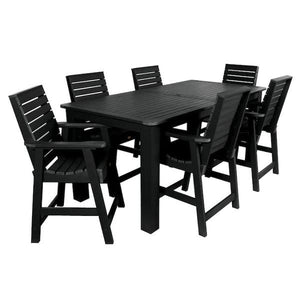 Weatherly 7pc Rectangular Counter Height Outdoor Dining Table and Chair Set Dining Set 84" x 42" / Black