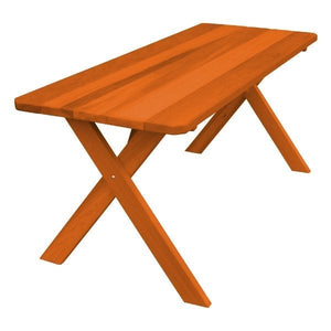 Western Red Cedar Crossleg Table Outdoor Tables 4ft / Redwood Stain / Without Umbrella Hole