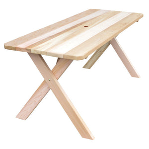 Western Red Cedar Crossleg Table Outdoor Tables 6ft / Unfinished / Include Standard Size Umbrella Hole