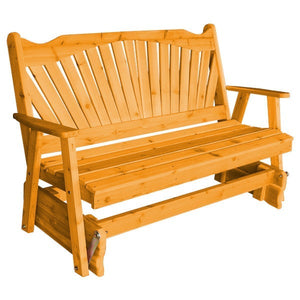 Western Red Cedar Fanback Glider Outdoor Glider 5ft / Natural Stain