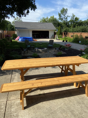 Western Red Cedar Traditional Picnic Table with 2 Benches A & L Furniture