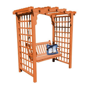 Yellow Pine Cambridge Arbor & Swing Porch Swing 5ft / Redwood Stain