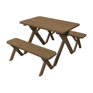Yellow Pine Cross Legged Picnic Table with 2 Benches Picnic Table