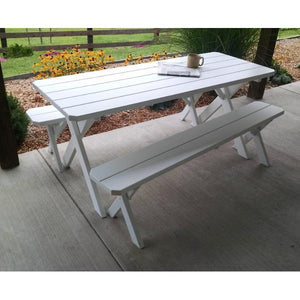 Yellow Pine Cross Legged Picnic Table with 2 Benches Size 6ft, 8ft Picnic Table