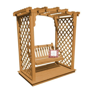 Yellow Pine Jamesport Arbor with Deck & Swing Porch Swing 5ft / Oak Stain