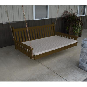 Yellow Pine Traditional English Swing Bed Size 6ft Porch Swing Bed 6ft / Coffee Paint / Include Stainless Steel Swing Hangers
