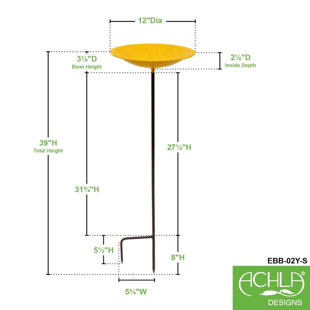 12" Lolly Embossed Birdbaths with Garden Stake Birdbath
