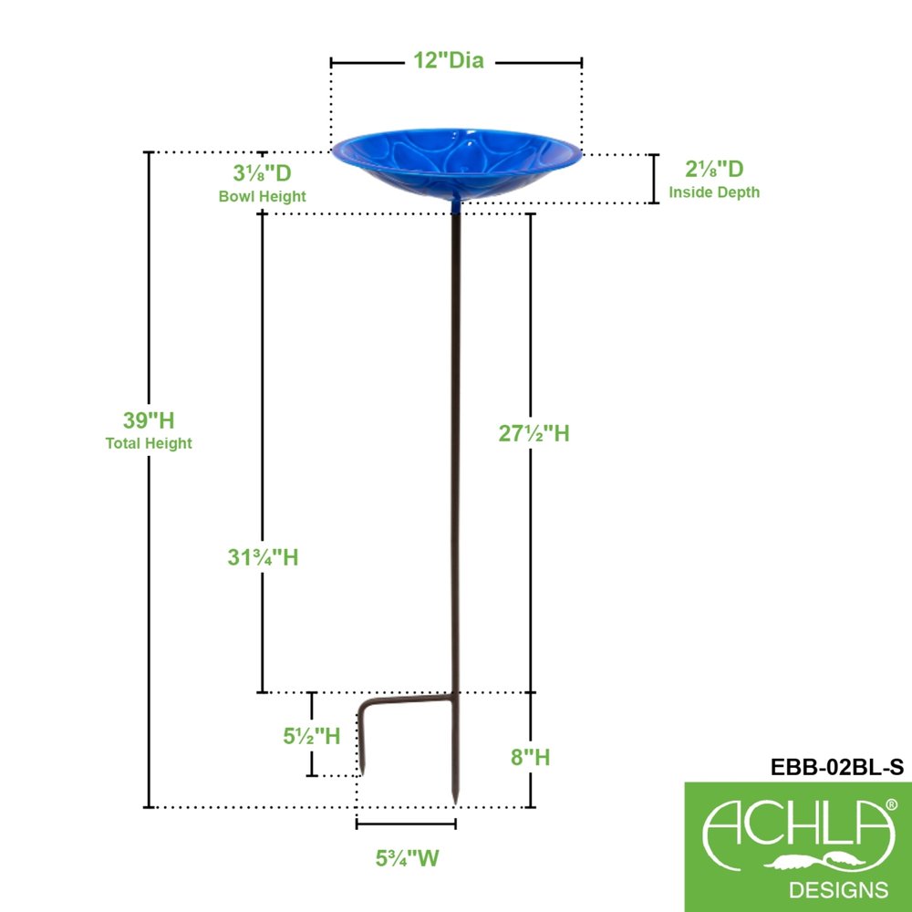 12" Lolly Embossed Birdbaths with Garden Stake Birdbath