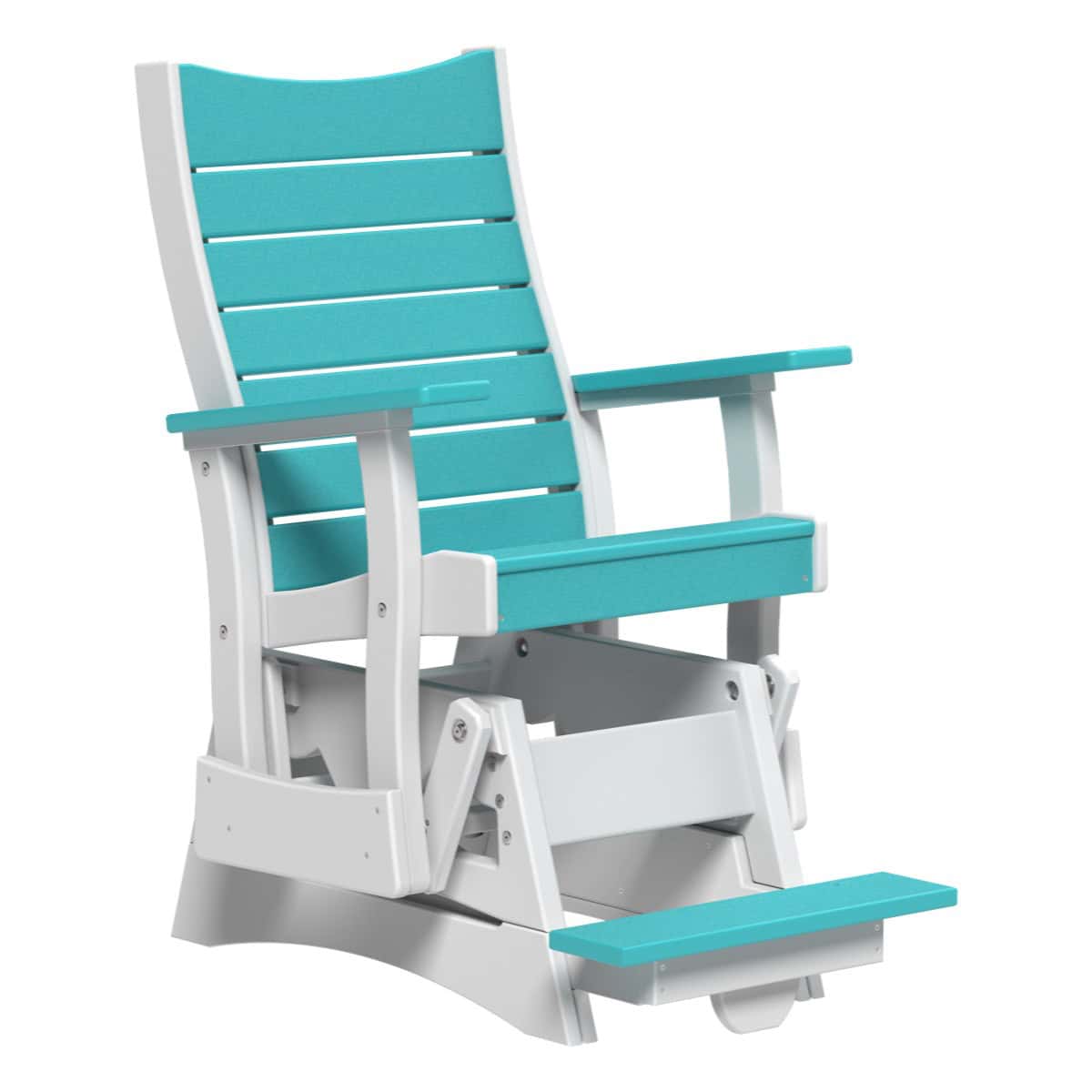 2' Contour Balcony Glider Porch Swing Aruba Blue &amp; White