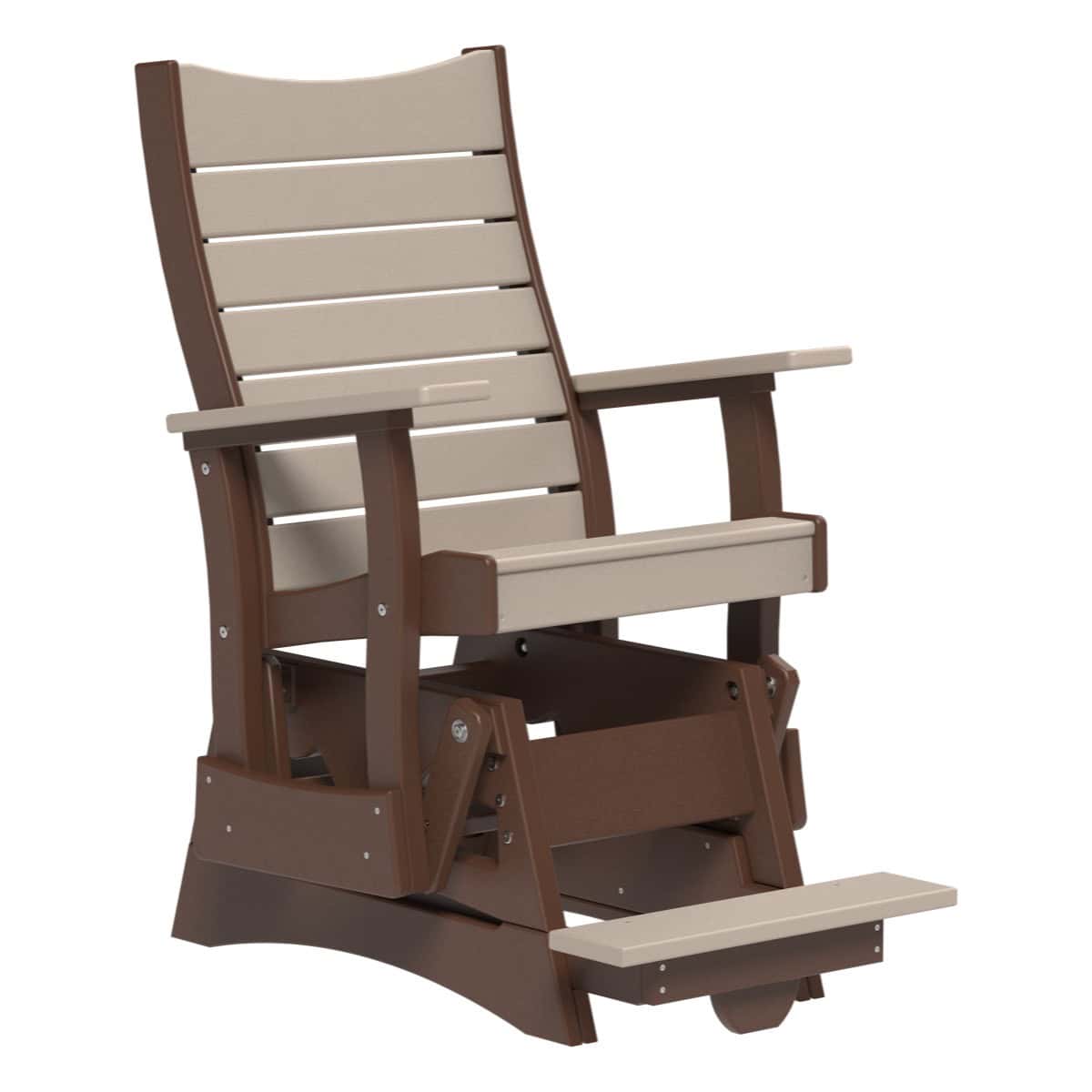 2' Contour Balcony Glider Porch Swing Weatherwood &amp; Chestnut Brown