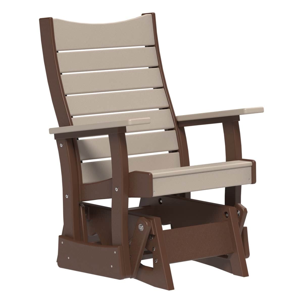 2' Contour Glider Porch Swing Weatherwood &amp; Chestnut Brown