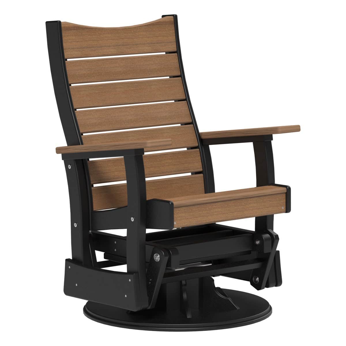 2’ Contour Swivel Glider Porch Swing Antique Mahogany &amp; Black