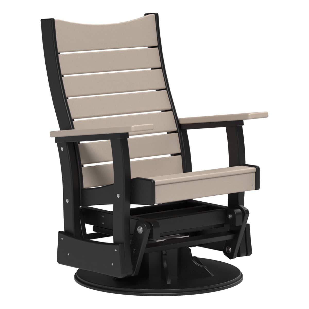 2’ Contour Swivel Glider Porch Swing Weatherwood &amp; Black