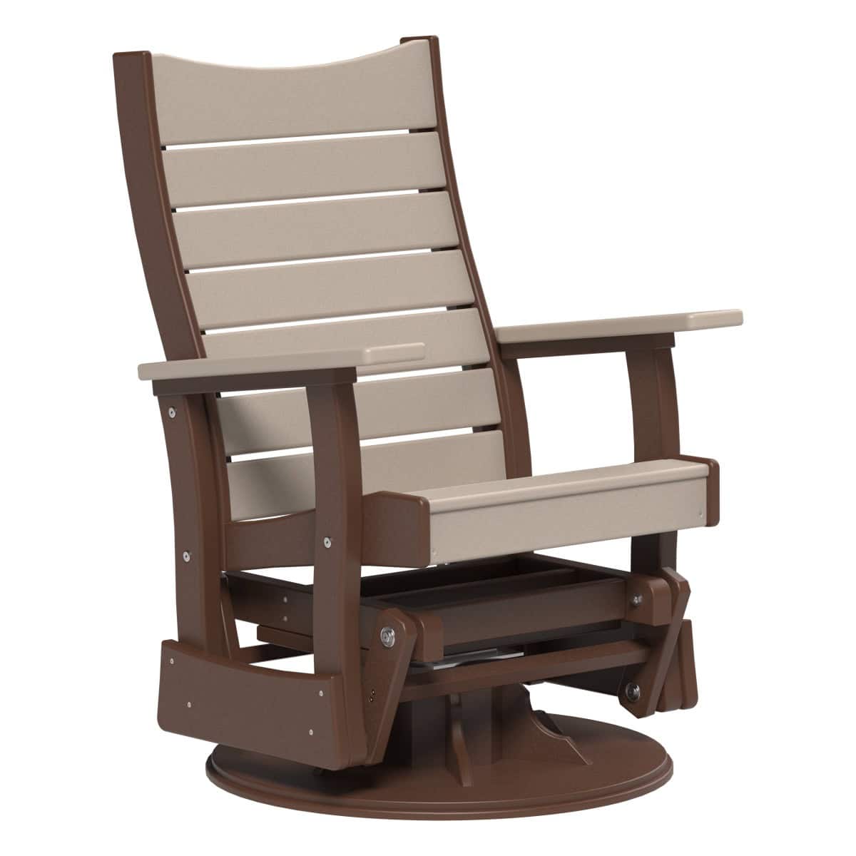 2’ Contour Swivel Glider Porch Swing Weatherwood &amp; Chestnut Brown