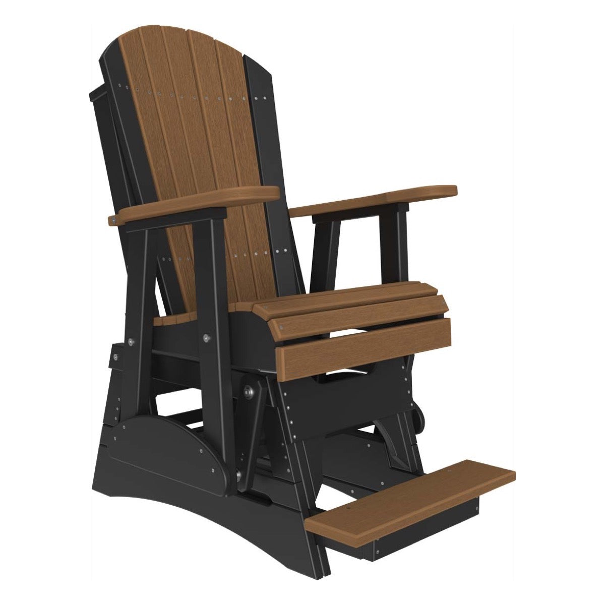 2ft Adirondack Balcony Glider Outdoor Glider 2ft / Antique Mahogany &amp; Black