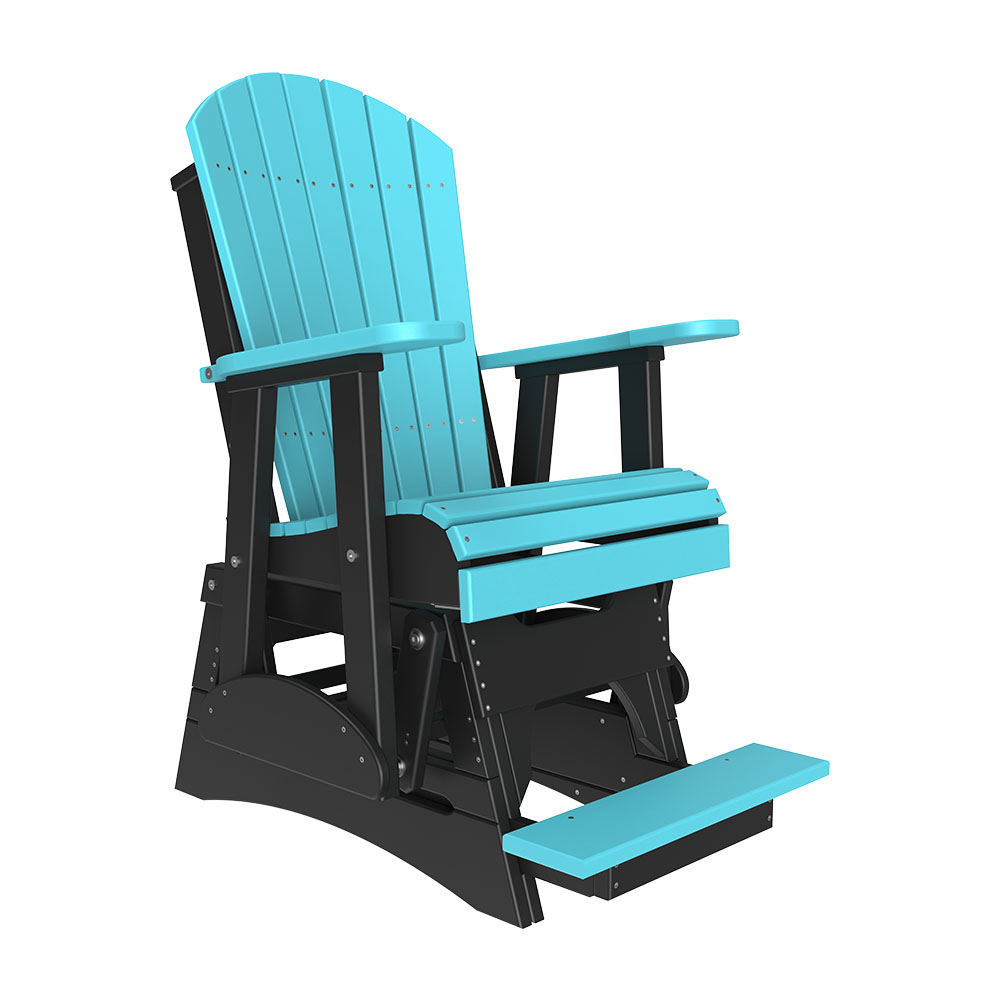 2ft Adirondack Balcony Glider Outdoor Glider 2ft / Aruba Blue &amp; Black