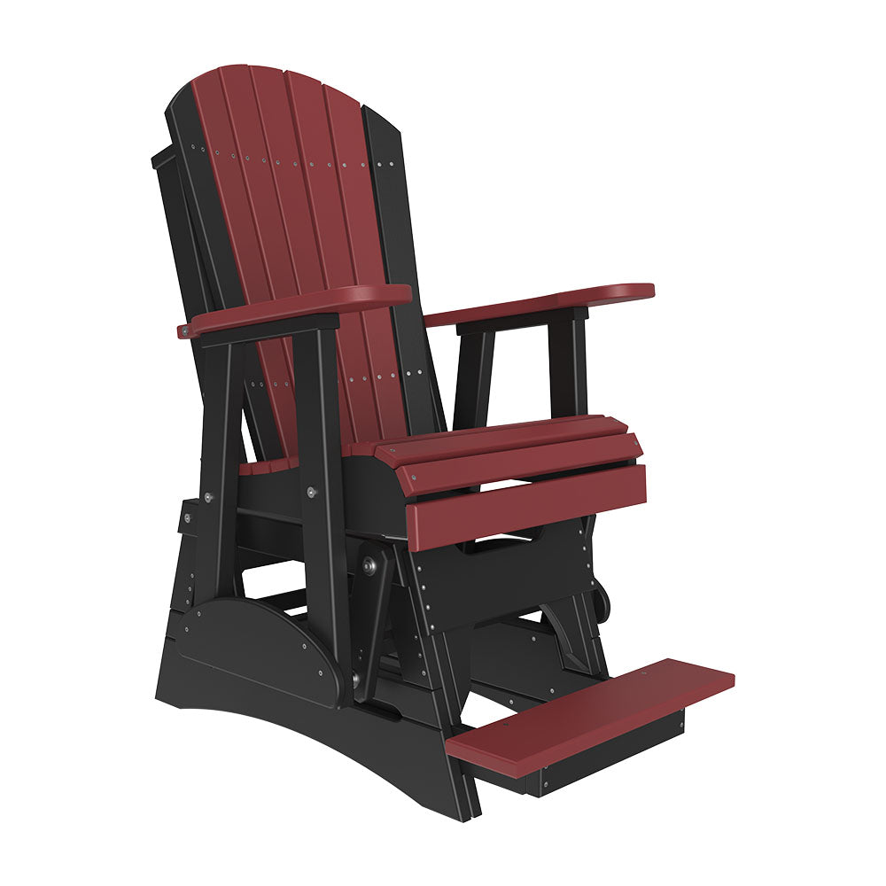 2ft Adirondack Balcony Glider Outdoor Glider 2ft / Cherrywood &amp; Black