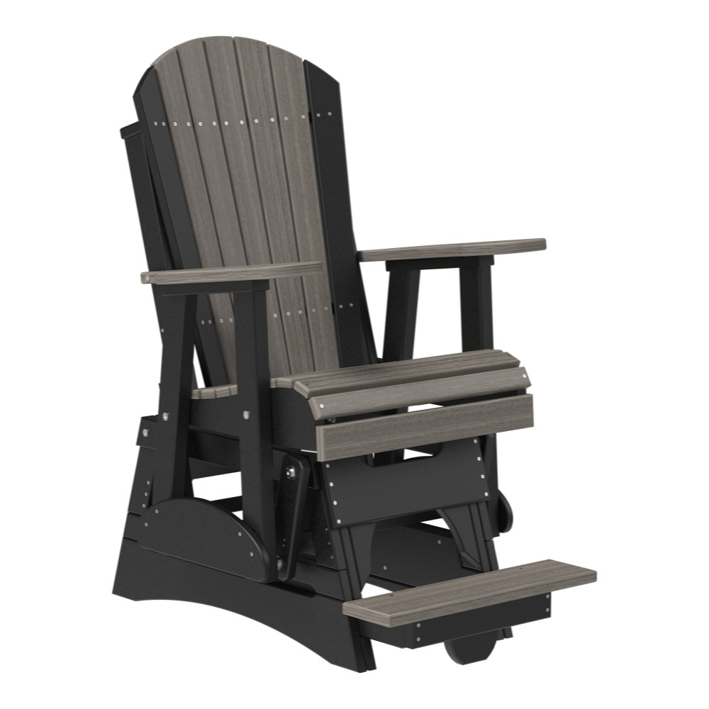2ft Adirondack Balcony Glider Outdoor Glider 2ft / Coastal Gray &amp; Black