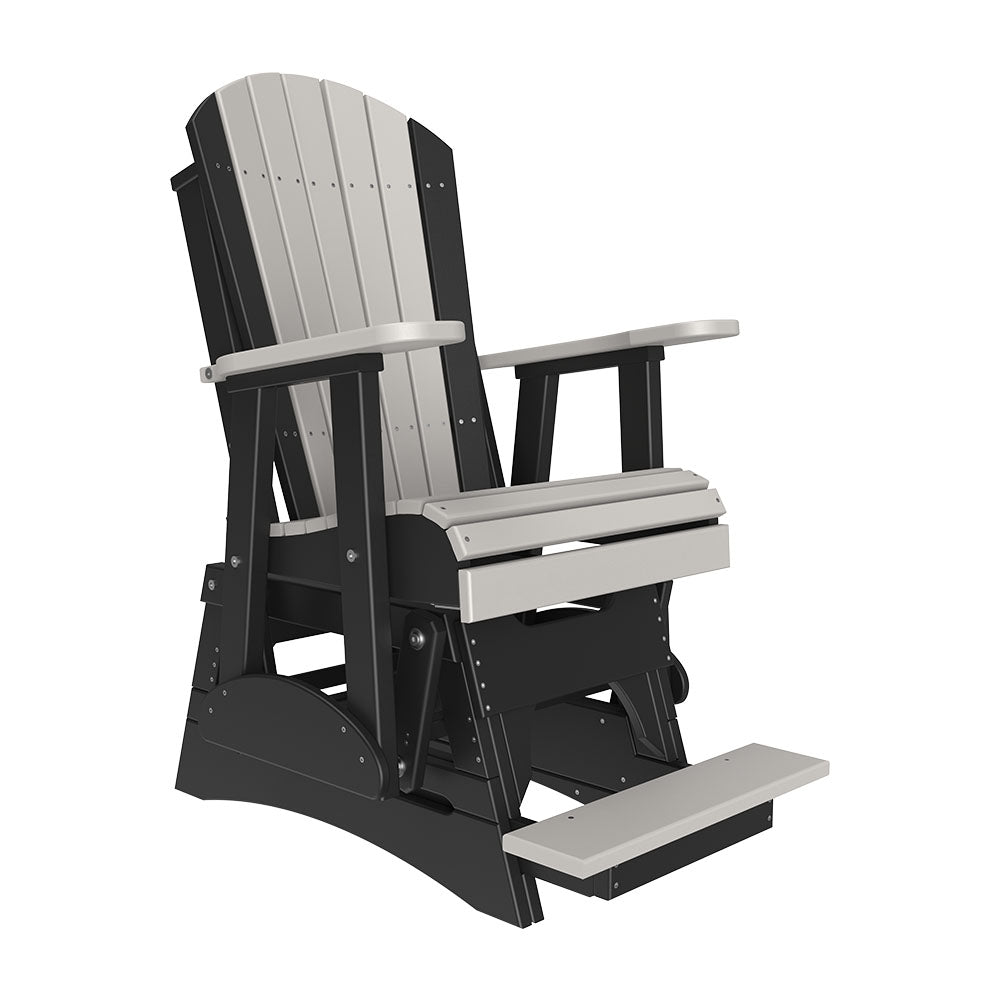 2ft Adirondack Balcony Glider Outdoor Glider 2ft / Dove Gray &amp; Black