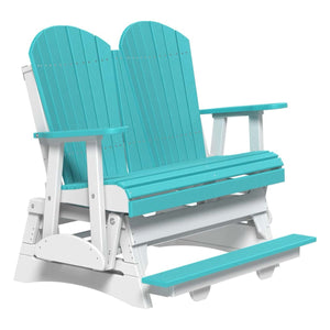 4' and 5' Adirondack Balcony Glider Outdoor Glider 4ft / Aruba Blue & White