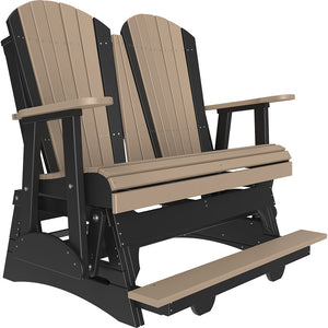 4' and 5' Adirondack Balcony Glider Outdoor Glider 4ft / Weatherwood & Black