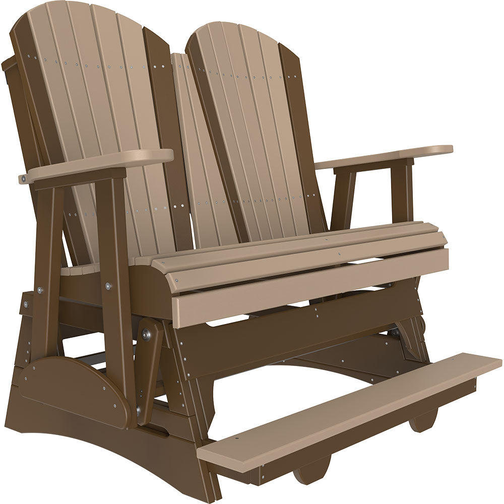 4' and 5' Adirondack Balcony Glider Outdoor Glider 4ft / Weatherwood &amp; Chestnut Brown