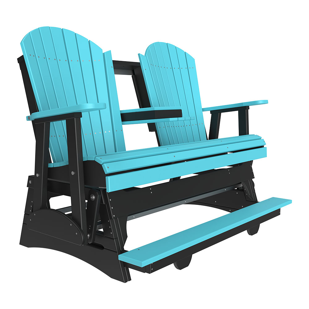 4' and 5' Adirondack Balcony Glider Outdoor Glider 5ft / Aruba Blue &amp; Black
