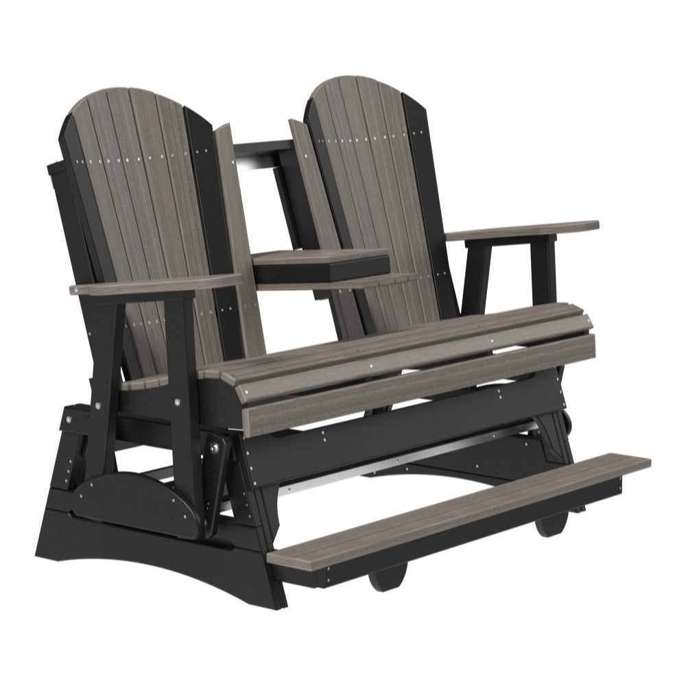 4' and 5' Adirondack Balcony Glider Outdoor Glider 5ft / Coastal Gray &amp; Black