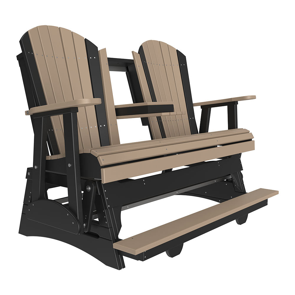4' and 5' Adirondack Balcony Glider Outdoor Glider 5ft / Weatherwood &amp; Black