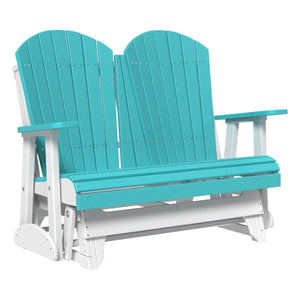 4 ft and 5ft Adirondack Glider Outdoor Glider 4ft / Aruba Blue & White